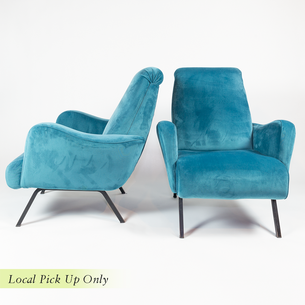70's EYEtalian Teal Chairs - Pair