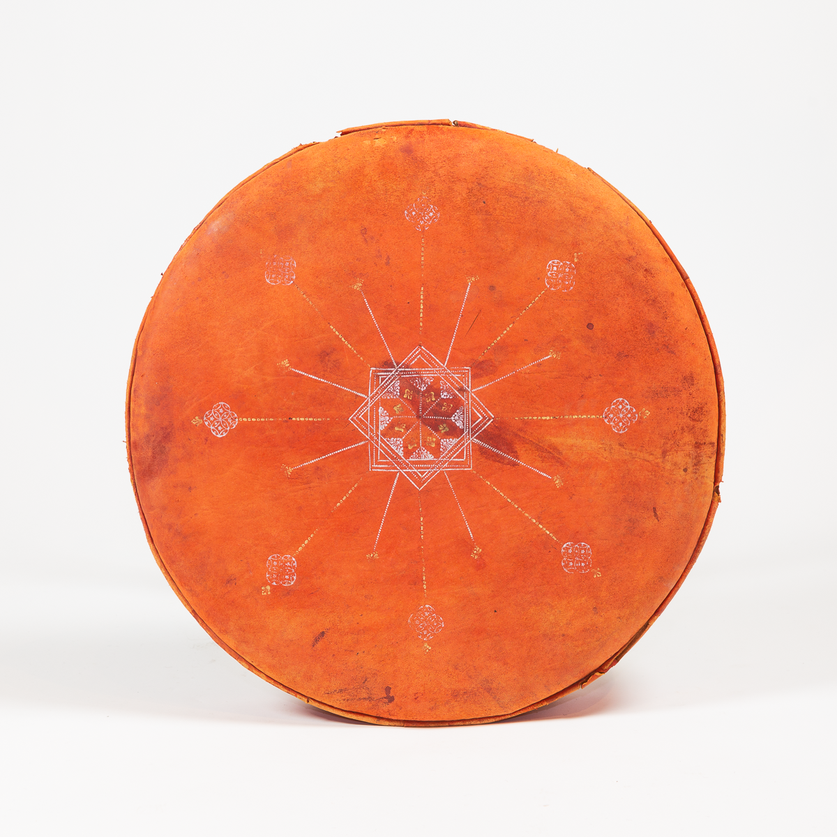 Orange Leather Footstool