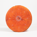 Orange Leather Footstool