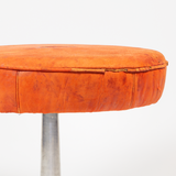 Orange Leather Footstool