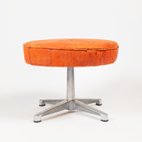 Orange Leather Footstool