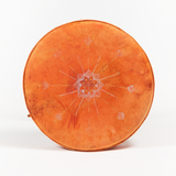 Orange Leather Footstool