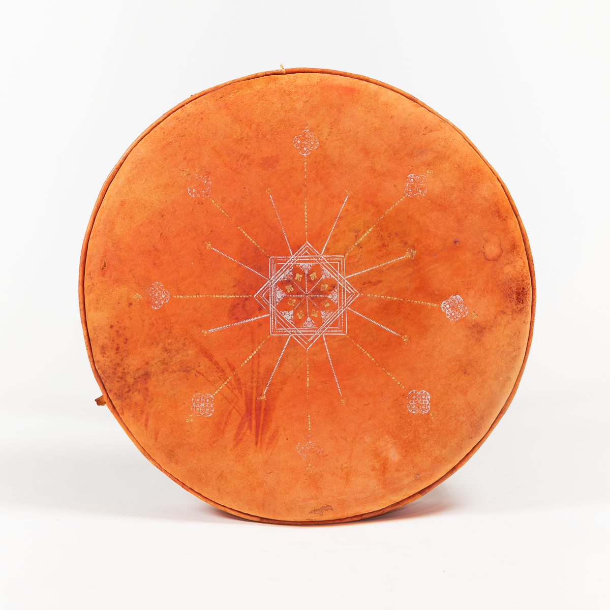 Orange Leather Footstool