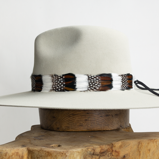 Feather Hat Band - White Dots