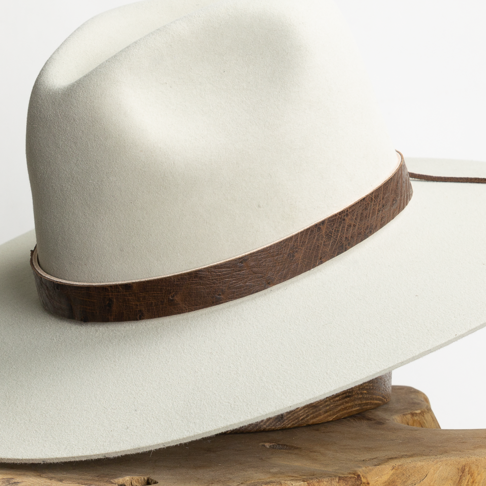 Ostrich Leather Tie Hat Band - Chocolate