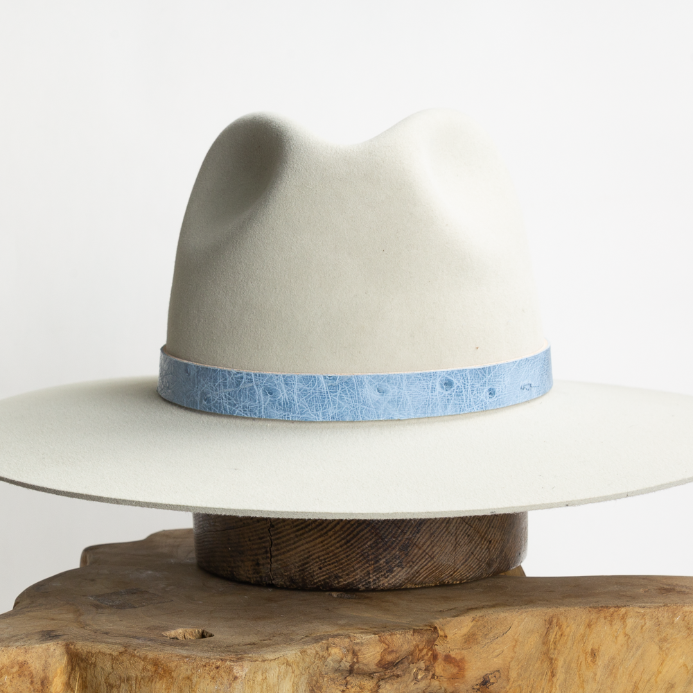 Ostrich Leather Tie Hat Band - Blue