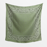 The Small ‘Bob Wire’ Wild Silk Rag - Olive Bandana Print