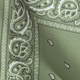 The Small ‘Bob Wire’ Wild Silk Rag - Olive Bandana Print