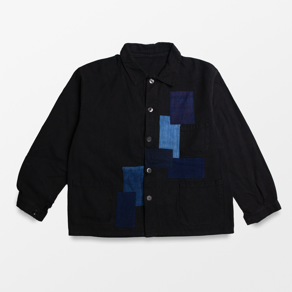 Black Patchwork Chore Coat