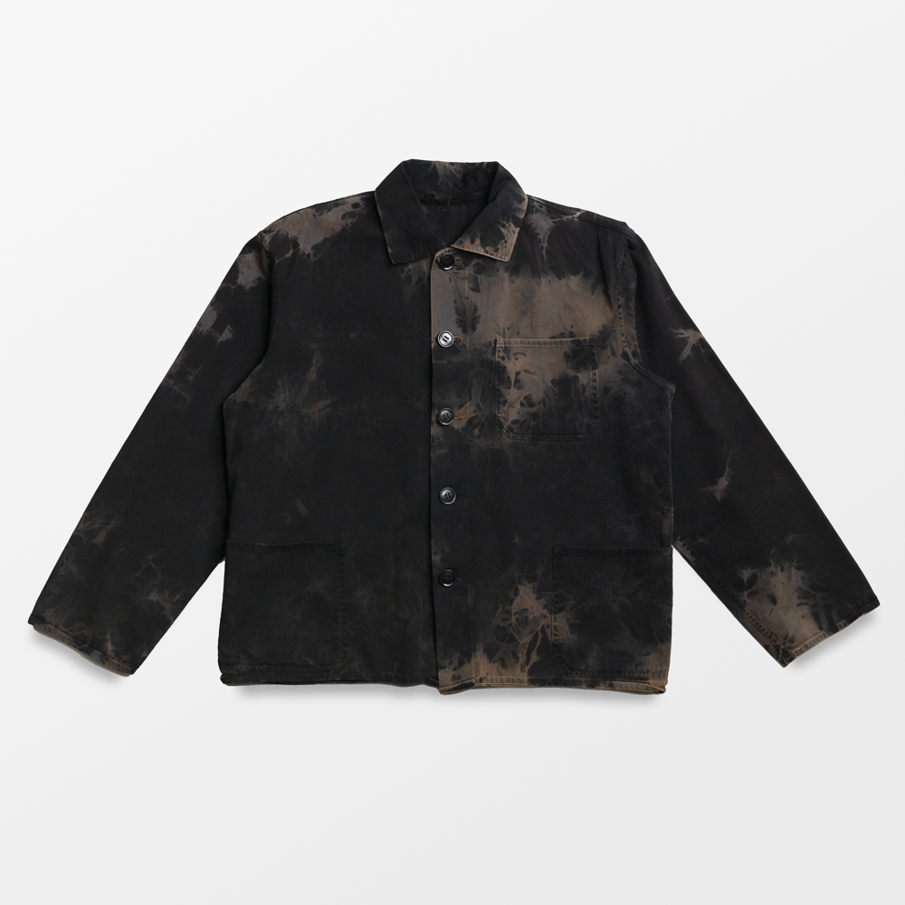 Kyoto Vintage Cotton Work Jacket in Black Acid