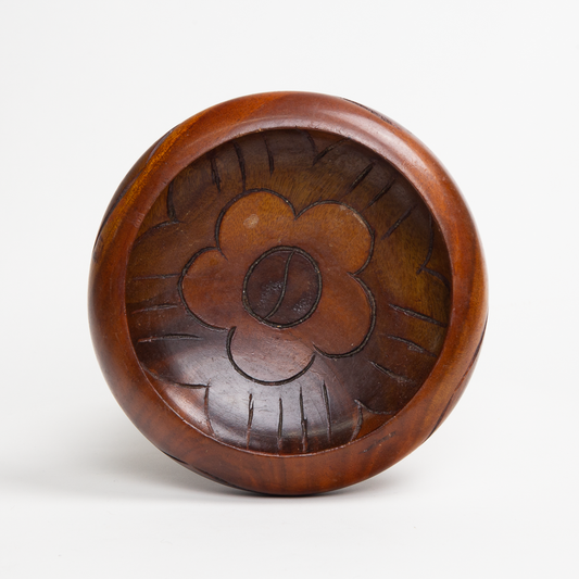 Flower Carved Wooden Bowl