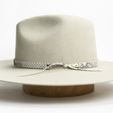 Python Leather Tie Hat Band - Grey