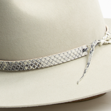 Python Leather Tie Hat Band - Grey