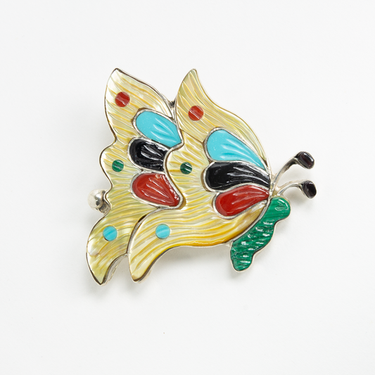 Yellow Mother of Pearl Butterfly Pin