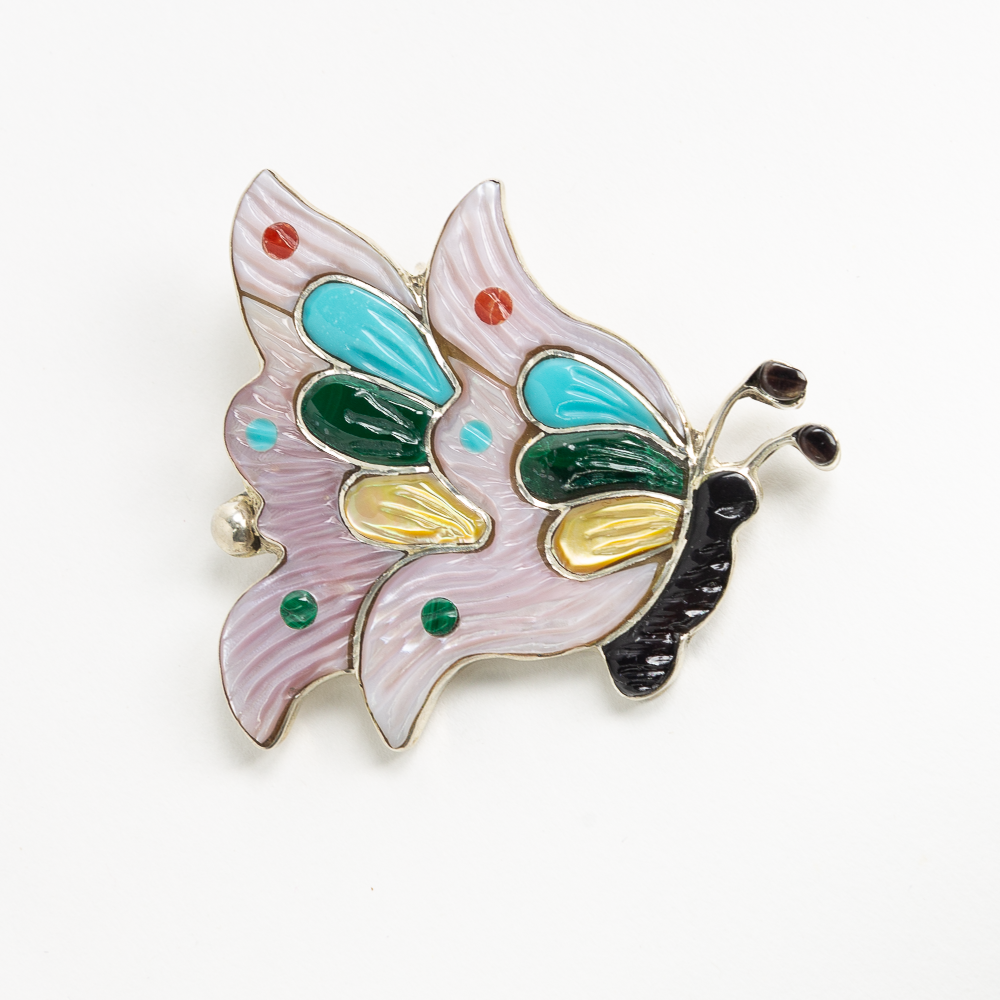 Pink Mother of Pearl Butterfly Pin