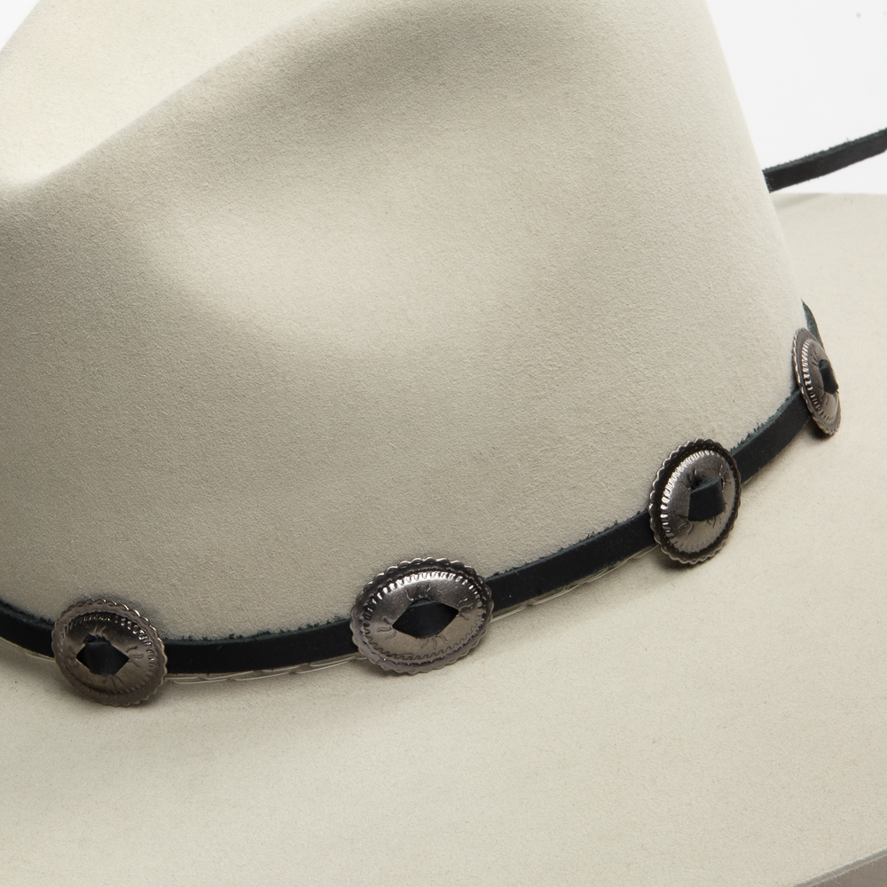 Concho Leather Hat Band - Black