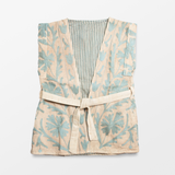 Floral Embroidered Vest - Tan & Blue