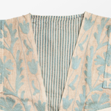 Floral Embroidered Vest - Tan & Blue