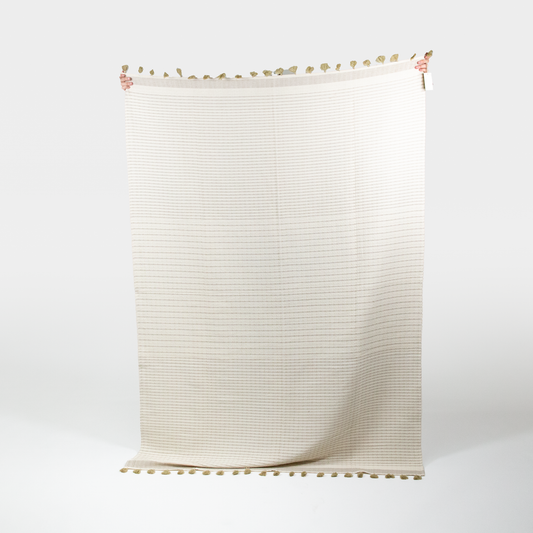 Cotton Woven Blanket - Tan Stripe
