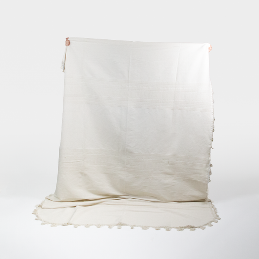 Cotton Woven Blanket - Cream