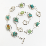Mia Primavera Stone Hat Band - Mexican Turquoise and Cerrillos Turquoise with Sandcast Ammonite