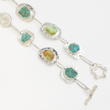 Mia Primavera Stone Hat Band - Mexican Turquoise and Cerrillos Turquoise with Sandcast Ammonite