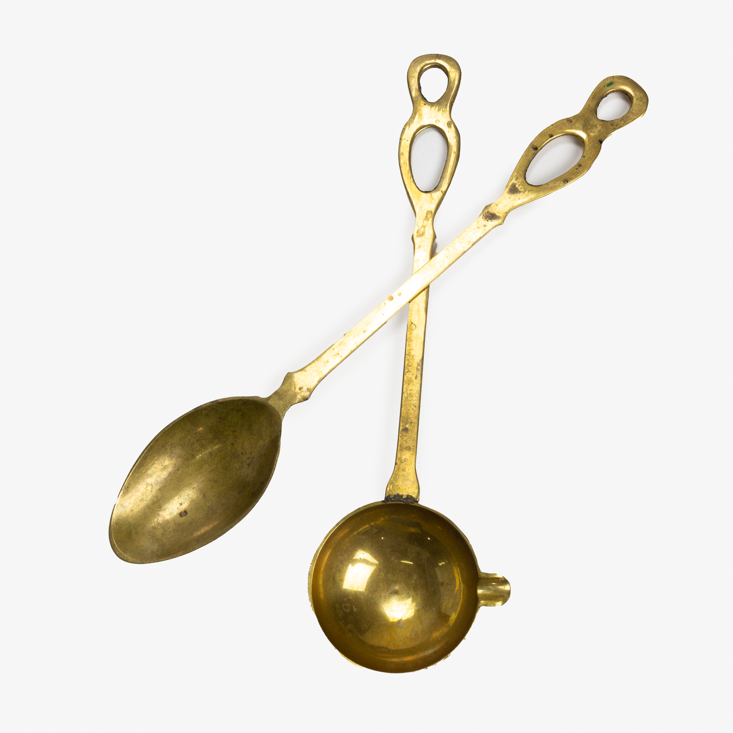 Brass Serving Utensils - Round Handles