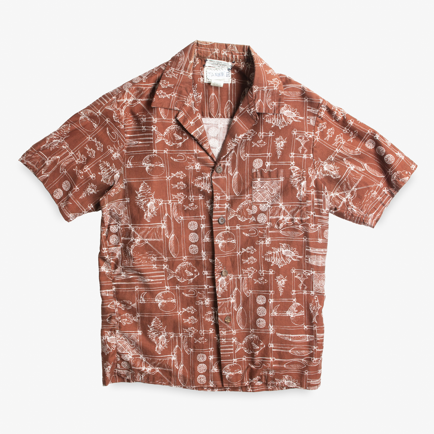 Vintage Brown Fisherman Short Sleeve Shirt