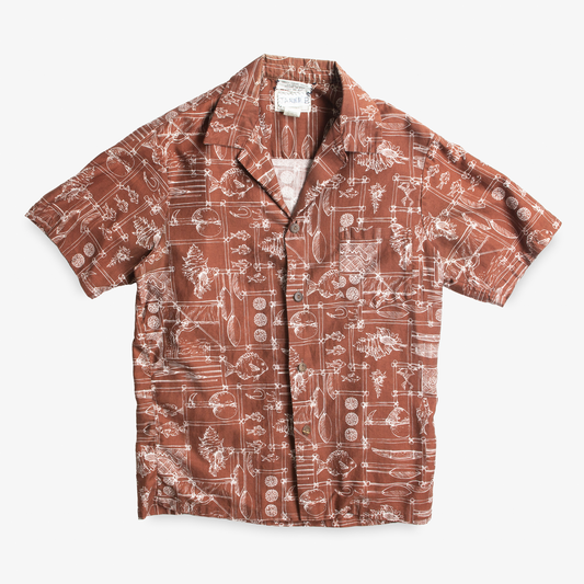 Vintage Brown Fisherman Short Sleeve Shirt