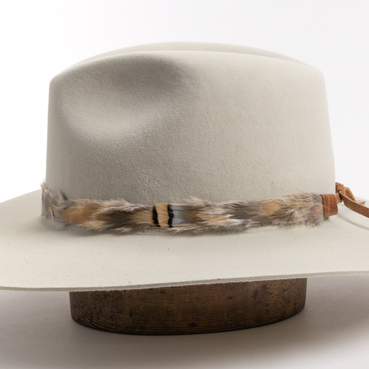 Custom Feather Hat Band - Fluffy Chukar Partridge