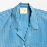 Lekha Unisex Camp Shirt - French Blue Stripe