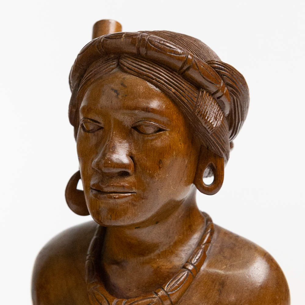 Wooden Indigenous Woman Sculpture