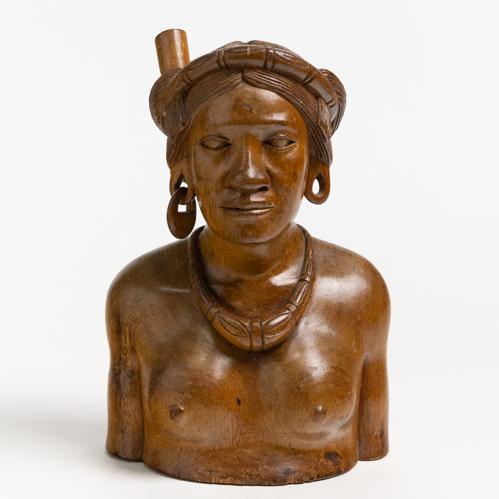 Wooden Indigenous Woman Sculpture