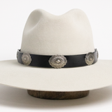 Thick Leather Strap Concho Hat Band - Black