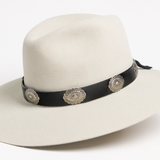 Thick Leather Strap Concho Hat Band - Black