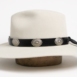 Thick Leather Strap Concho Hat Band - Black