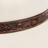 Carved Leather Hat Band - Dark Brown