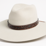 Carved Leather Hat Band - Dark Brown