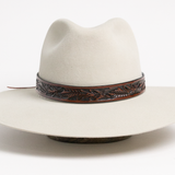 Carved Leather Hat Band - Dark Brown