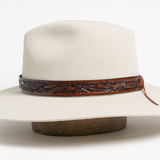Carved Leather Hat Band - Dark Brown