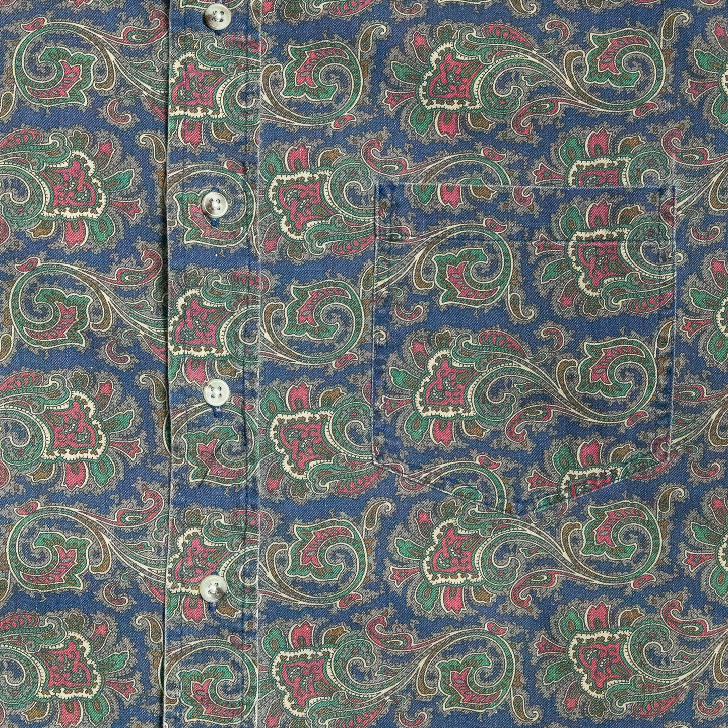 90s Paisley - Blue, Green, Red Long Sleeve Button Up