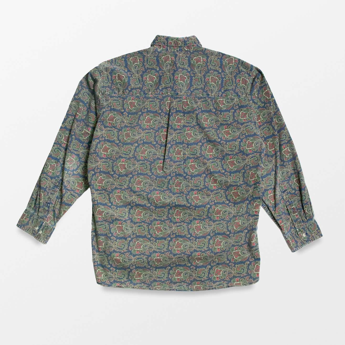 90s Paisley - Blue, Green, Red Long Sleeve Button Up