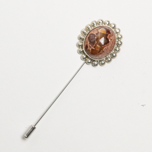 Mexican Opal Hat Stick Pin - Circle