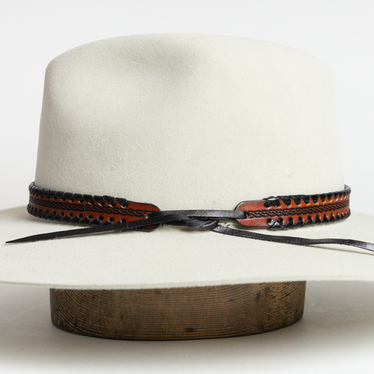 Whipstitch Leather Hat Band - Dark Brown