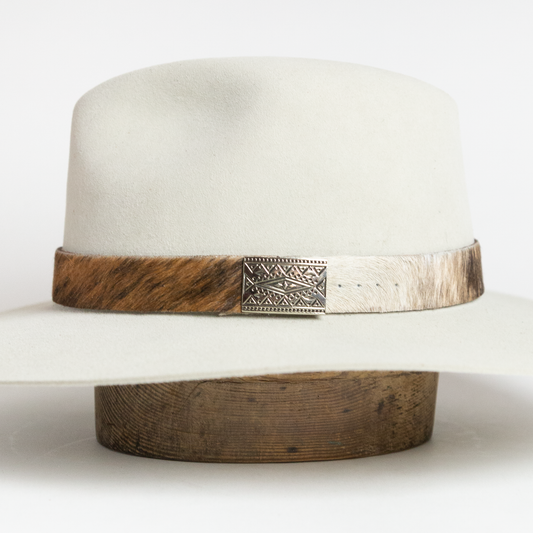 Cowide with Side Concho Hat Band - Brindle