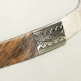 Cowide with Side Concho Hat Band - Brindle