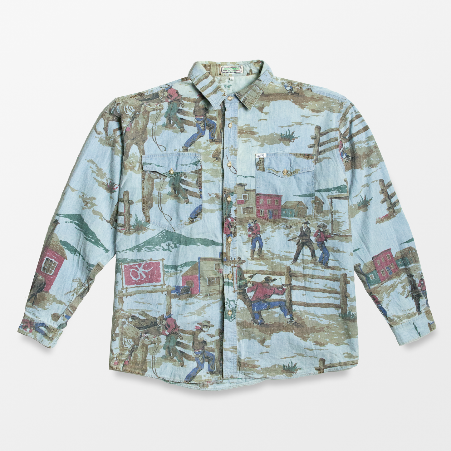Guess by Marciano Western Cowboy Scene Shirt