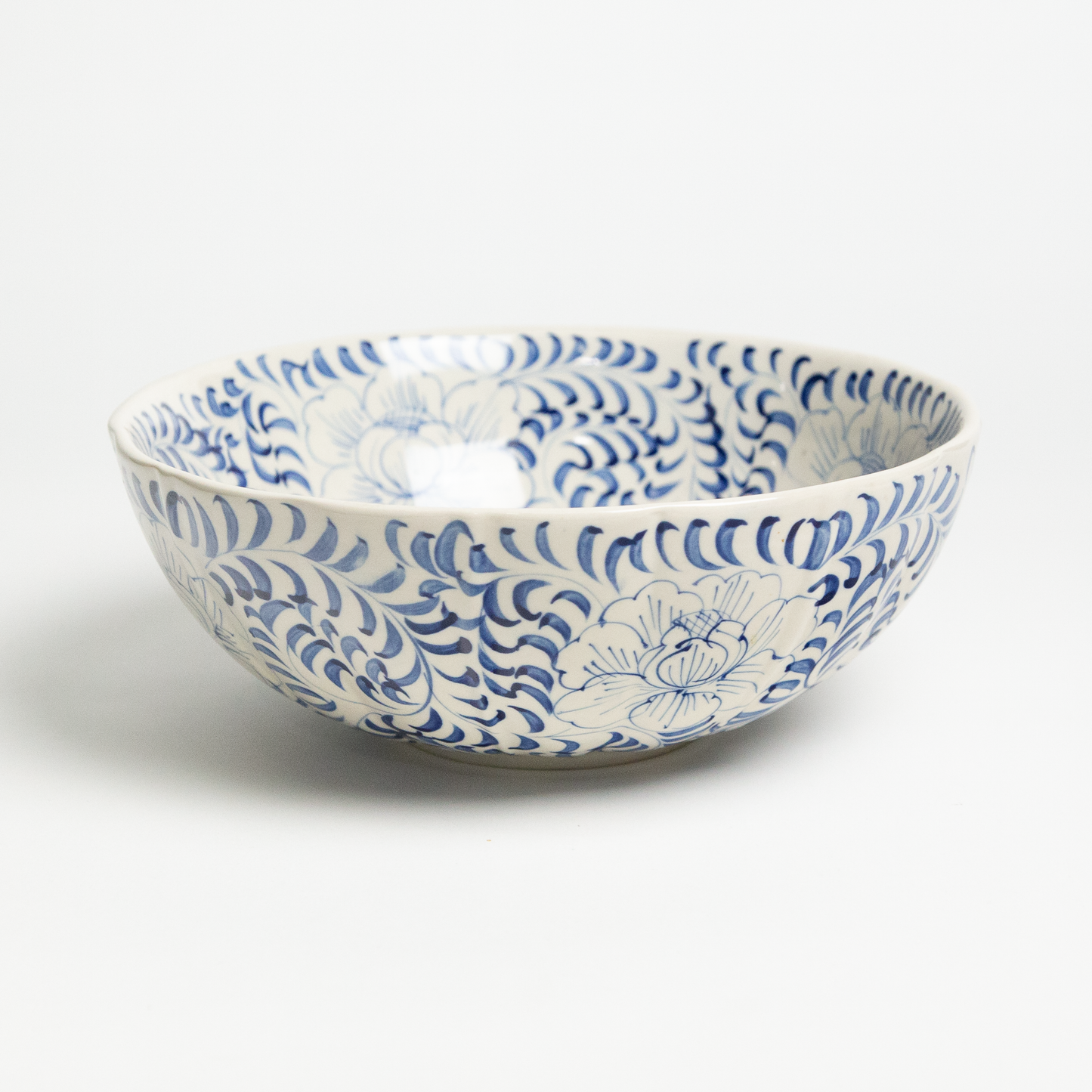 Hand Painted Blue Floral Ceramic Bowl