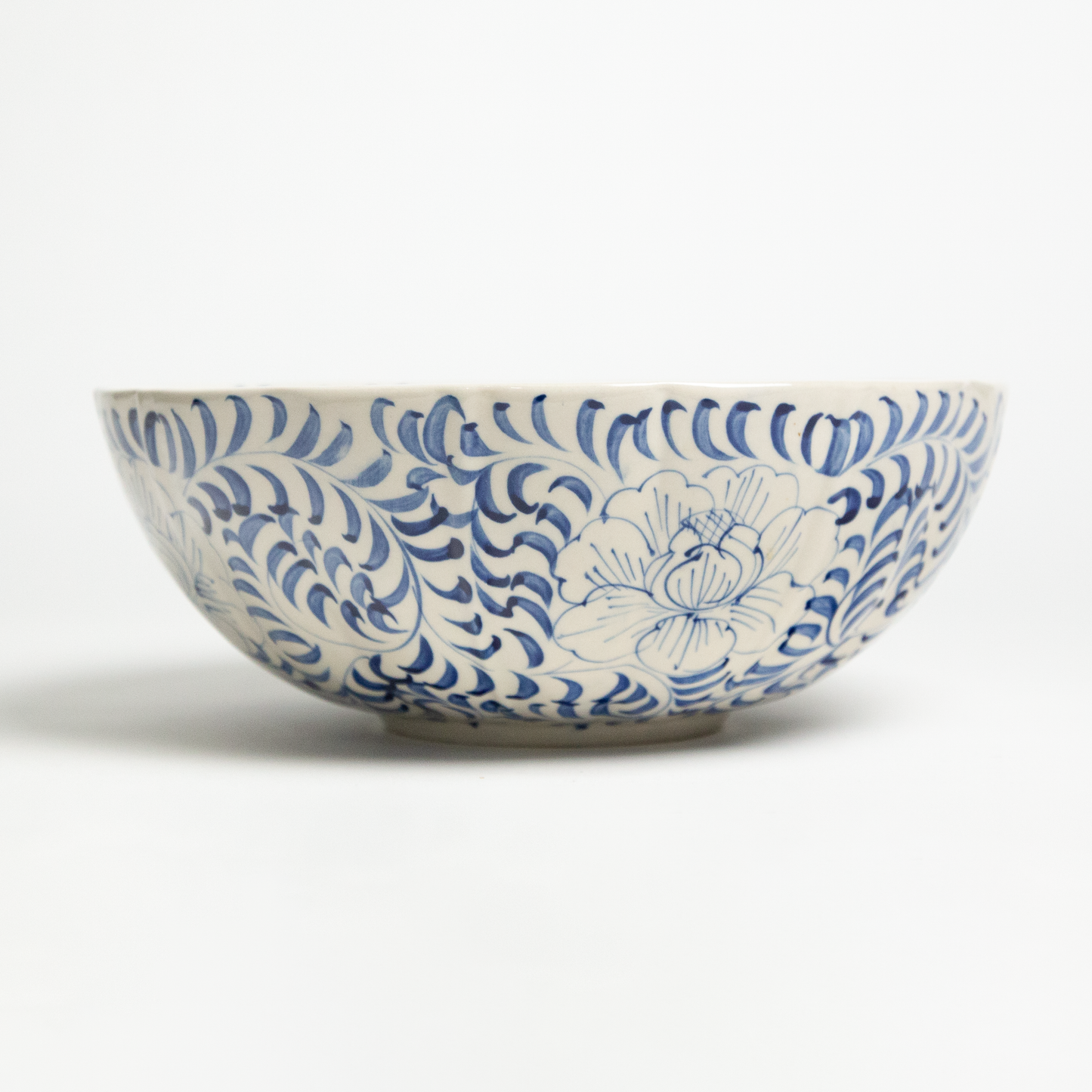Hand Painted Blue Floral Ceramic Bowl