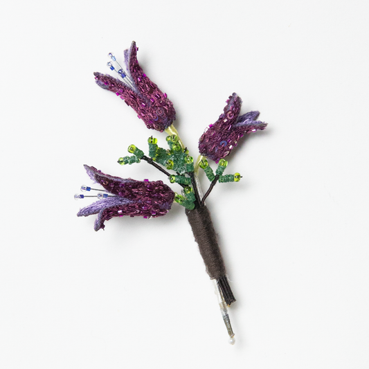 Beaded Violet Boutonniere Brooch